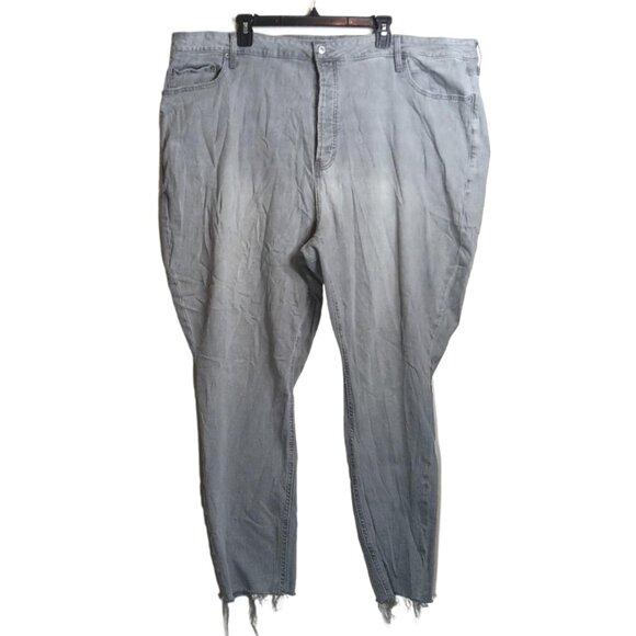 Old Navy Pop Icon Skinny Jeans Womens 28 Gray Extra High Rise Raw Hem Button Fly - Picture 1 of 4